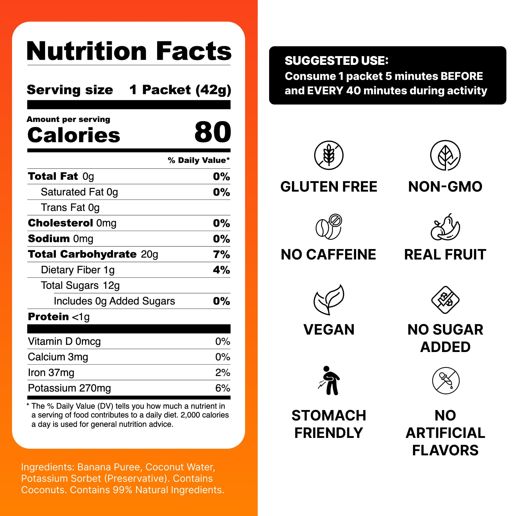 VitalFuel etiqueta con ingredientes limpios y sin azúcares añadidos