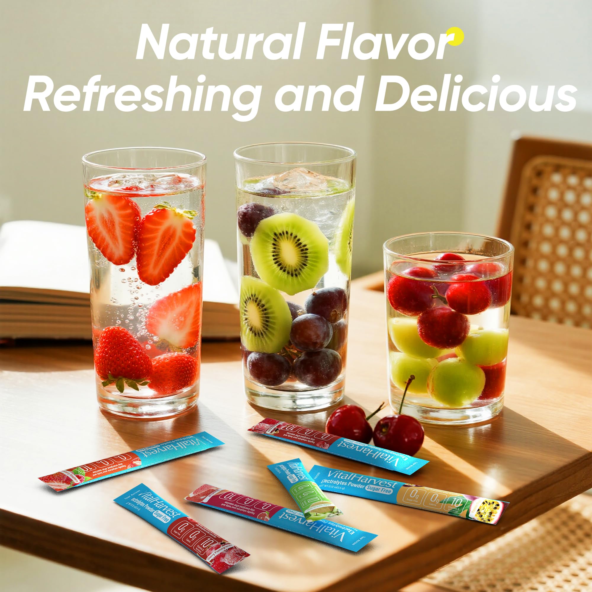VitalHarvest Endure bebida preparada en vaso con hielo, refresco inmediato