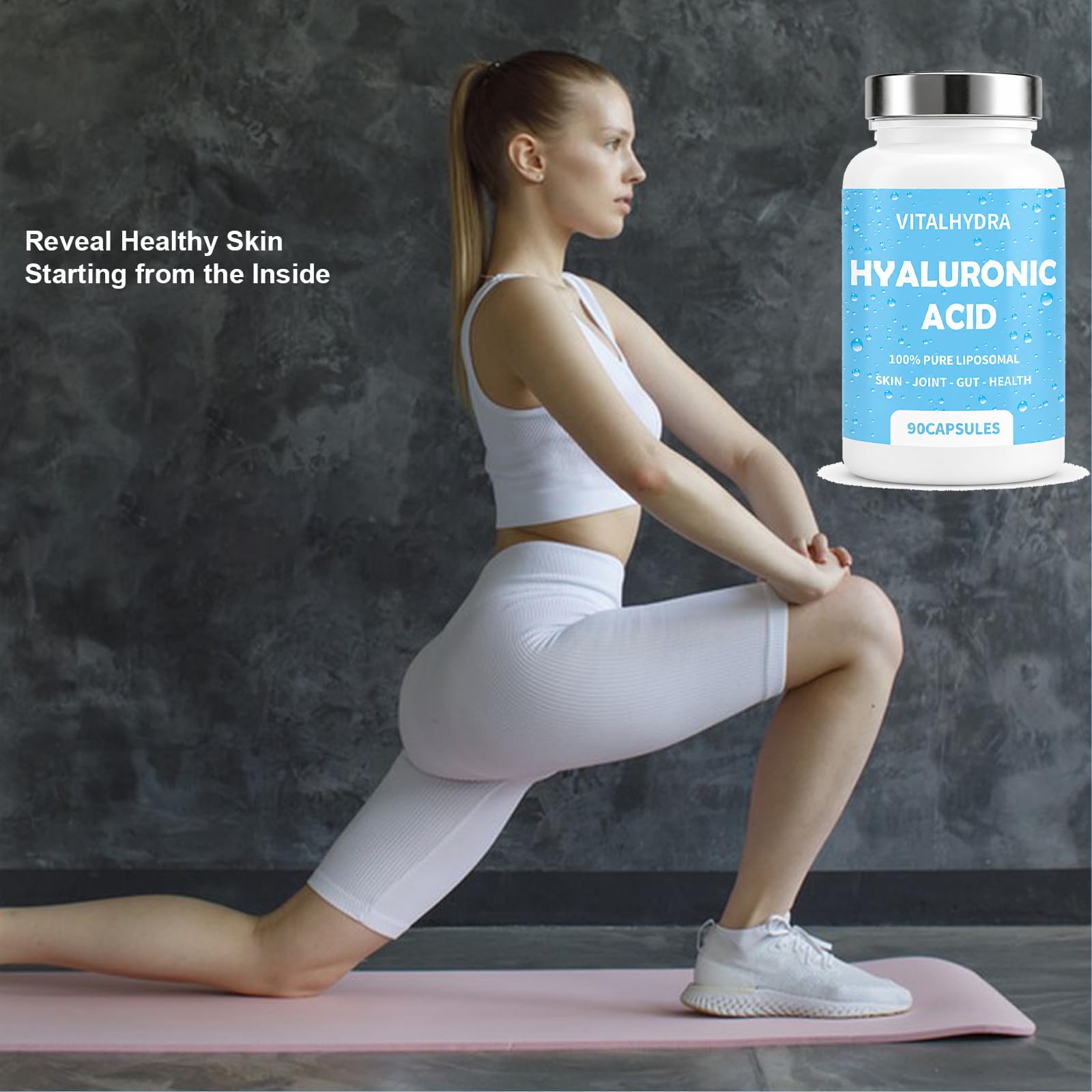 Vitalhydra bote abierto con cápsulas visible para control de dosis