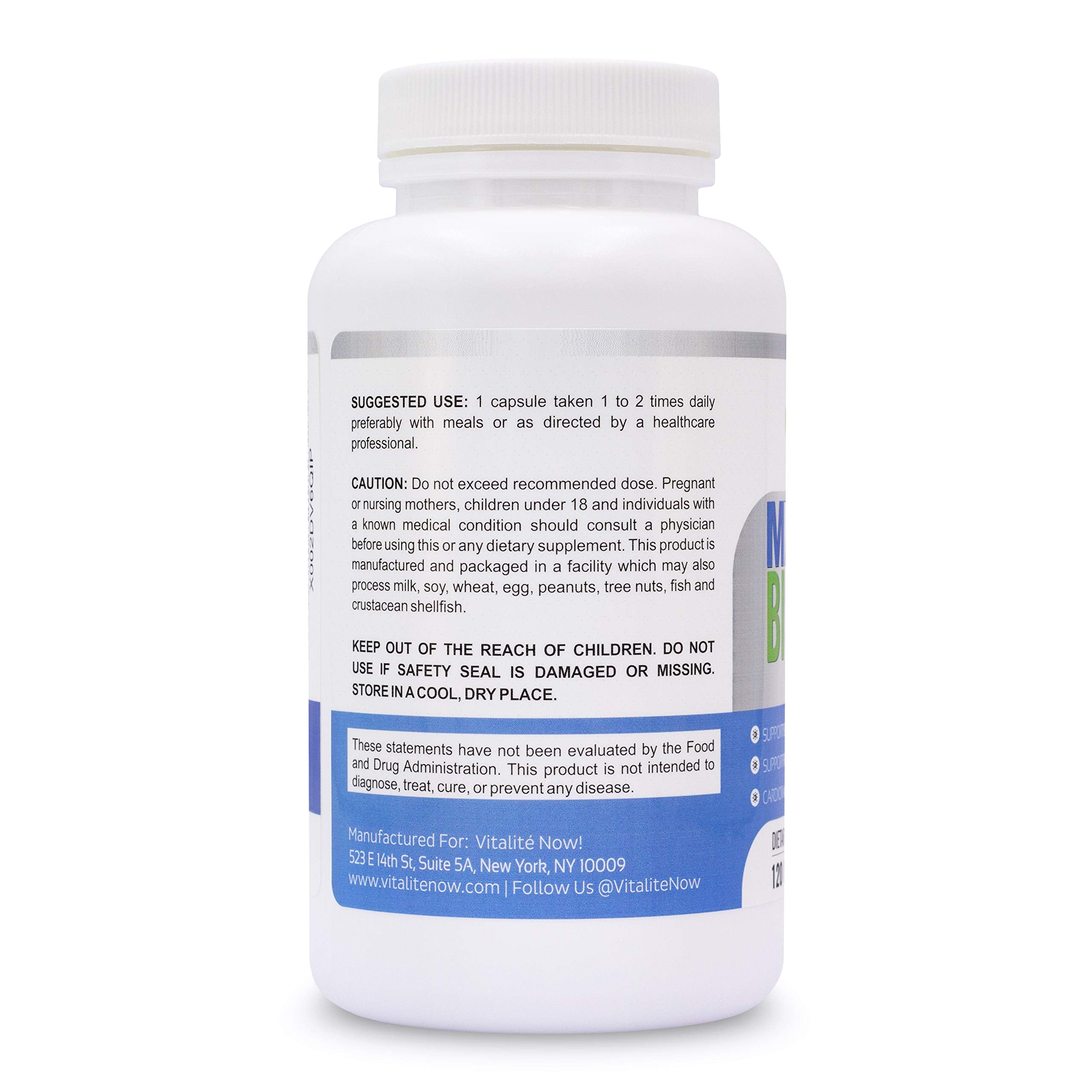 Vitalité Now! cápsulas junto a regla, comparación de tamaño práctico