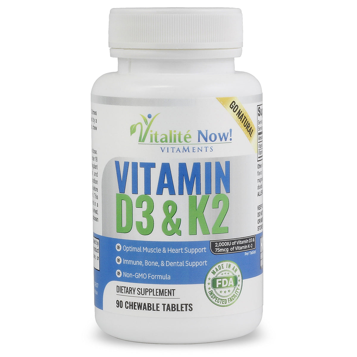 Vitalité Now! frente del empaque mostrando la marca y beneficios visibles