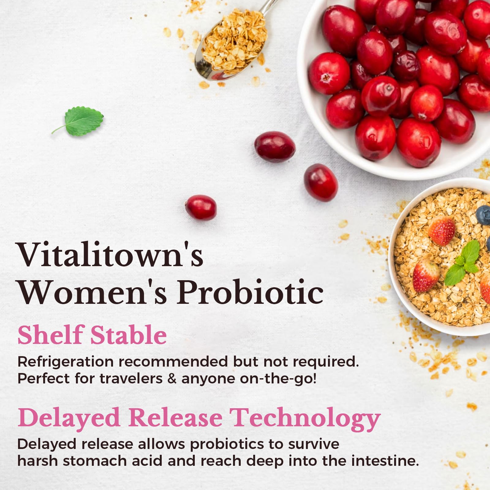Vitalitown ingredientes con arándano y enzimas, apoyo natural para vías urinarias