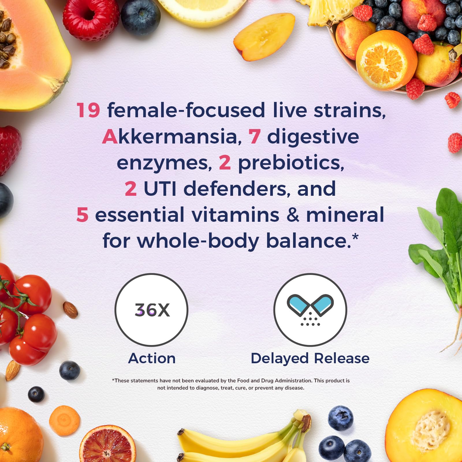 Vitalitown ingredientes clave visibles: Akkermansia, arándano y D‑mannosa