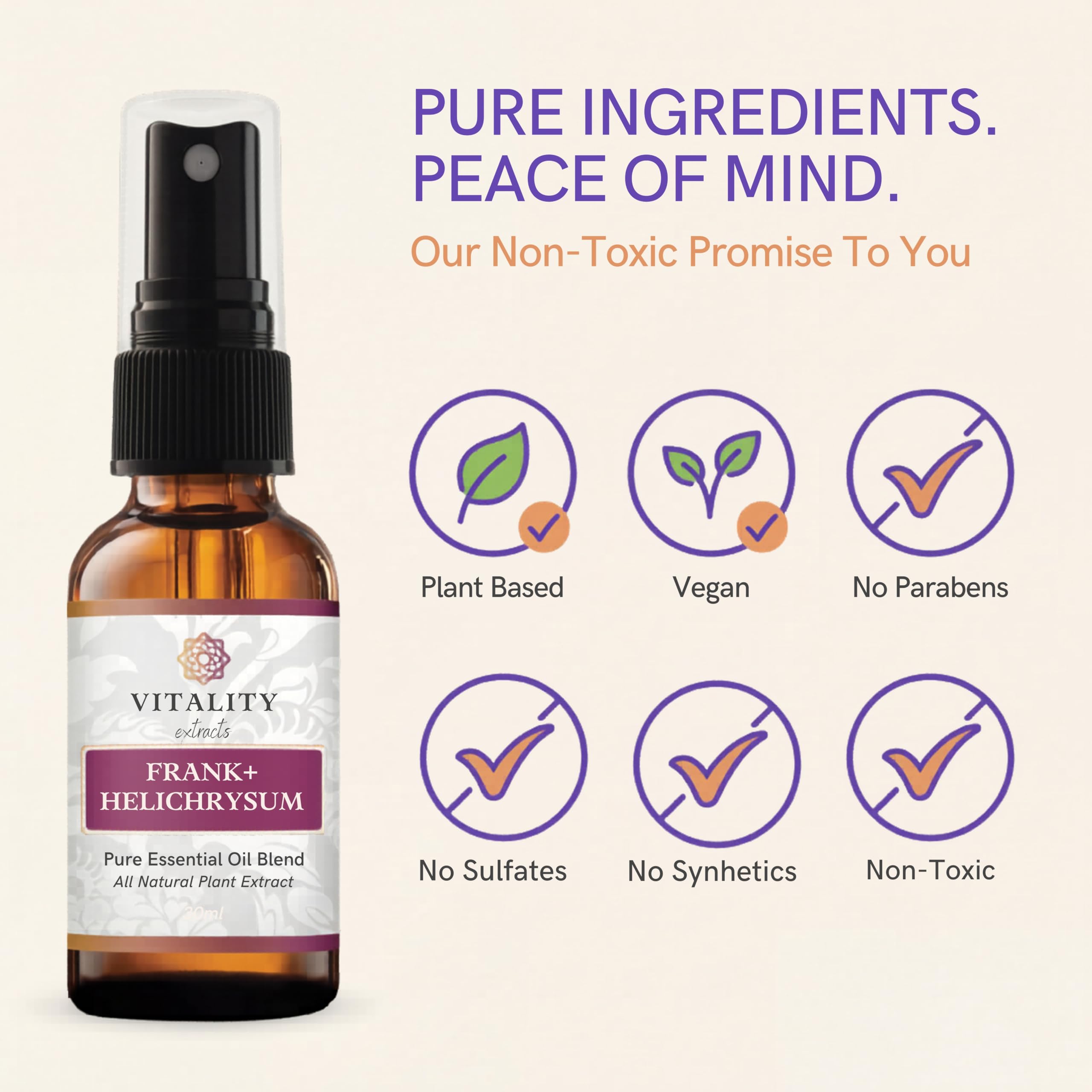Vitality etiqueta con ingredientes transparentes y beneficios visibles