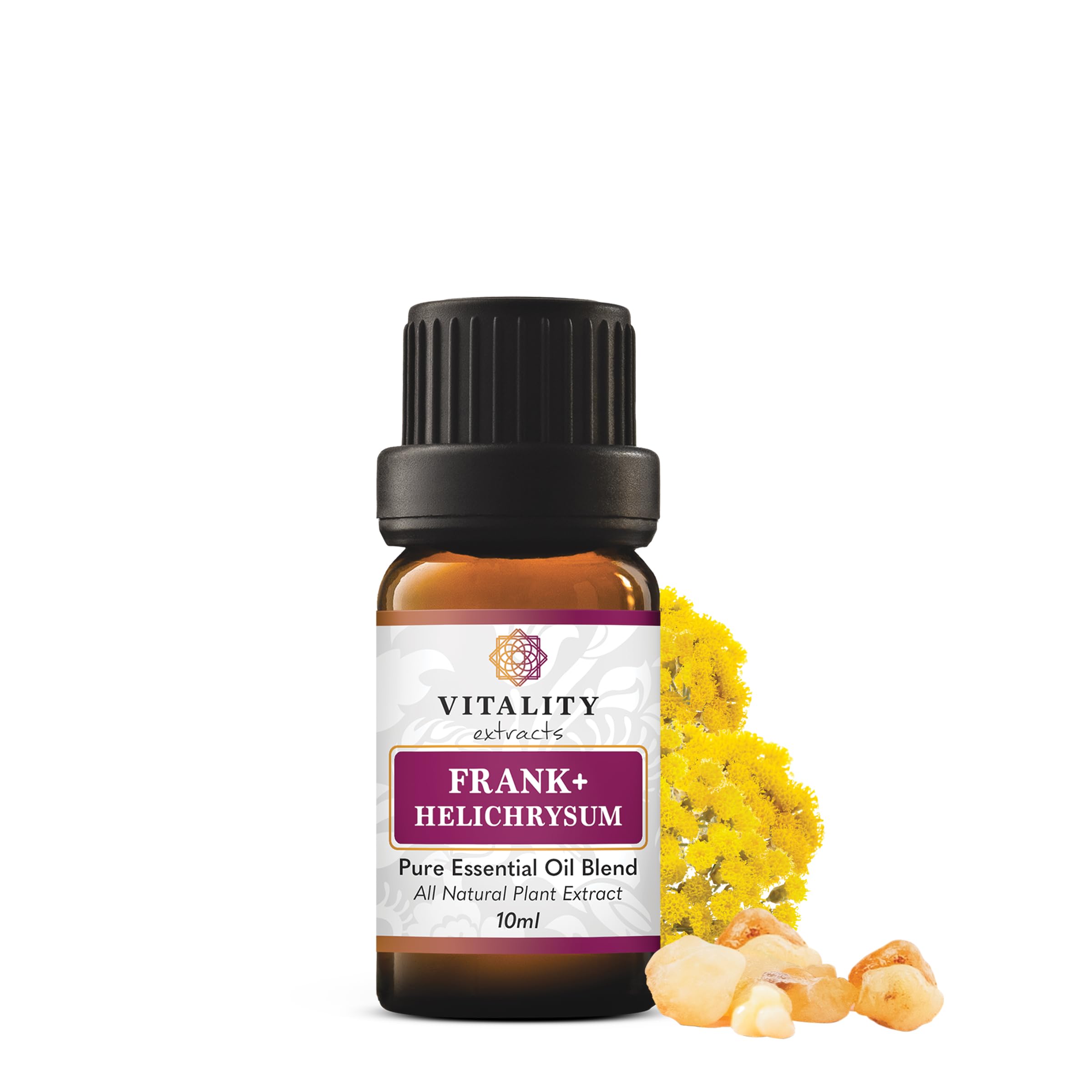 Vitality frasco frontal mostrando etiqueta clara y beneficios