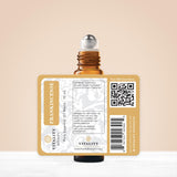 Vitality etiqueta del producto con texto claro y beneficios de ingredientes