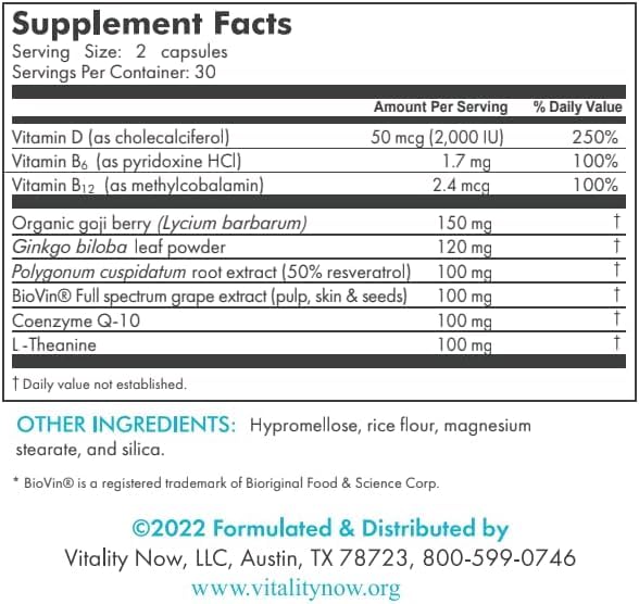 Vitality Now cápsulas textura clara para dosificación fácil