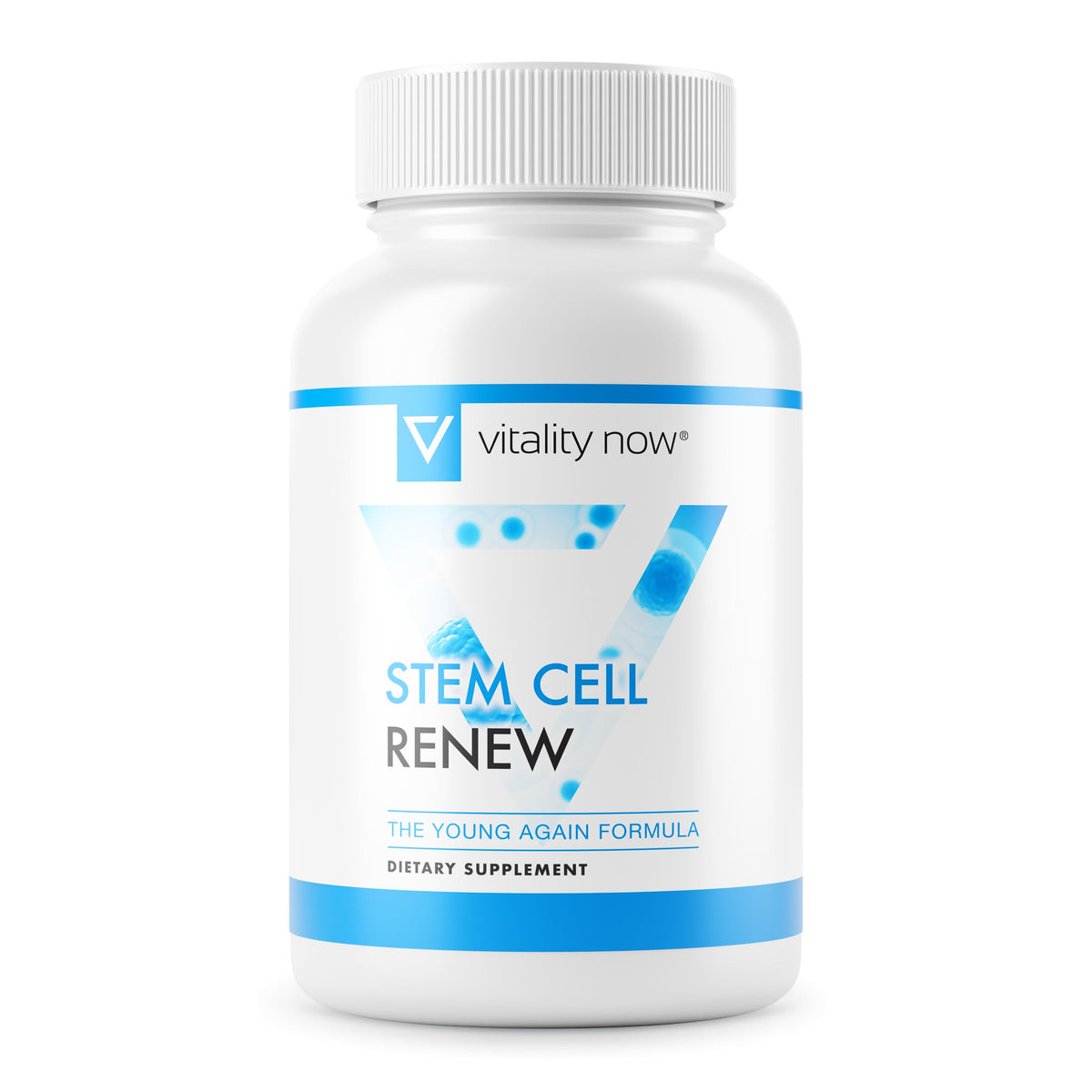Vitality Now frasco frontal mostrando diseño y credenciales