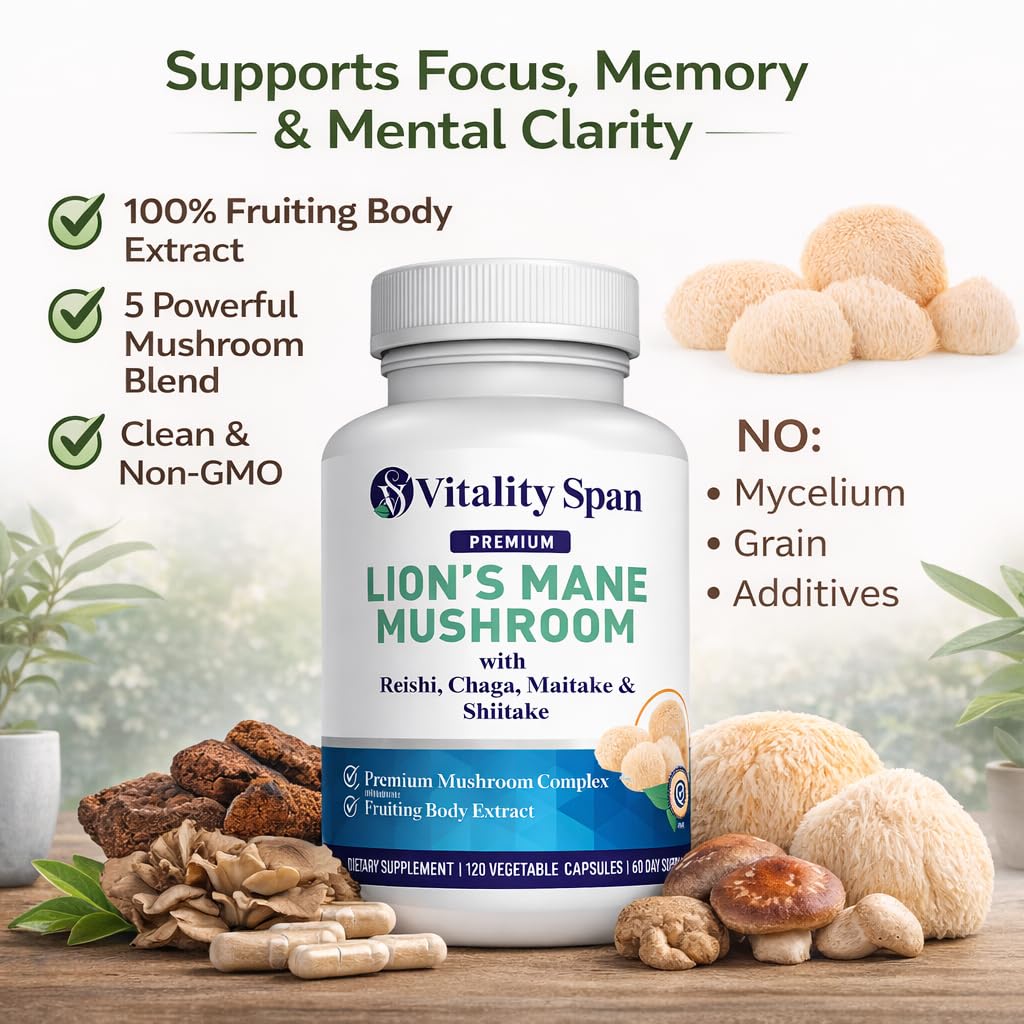 Vitality Span cápsulas vegetales en primer plano para fácil ingestión