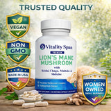 Vitality Span etiqueta con información nutricional y dosis segura