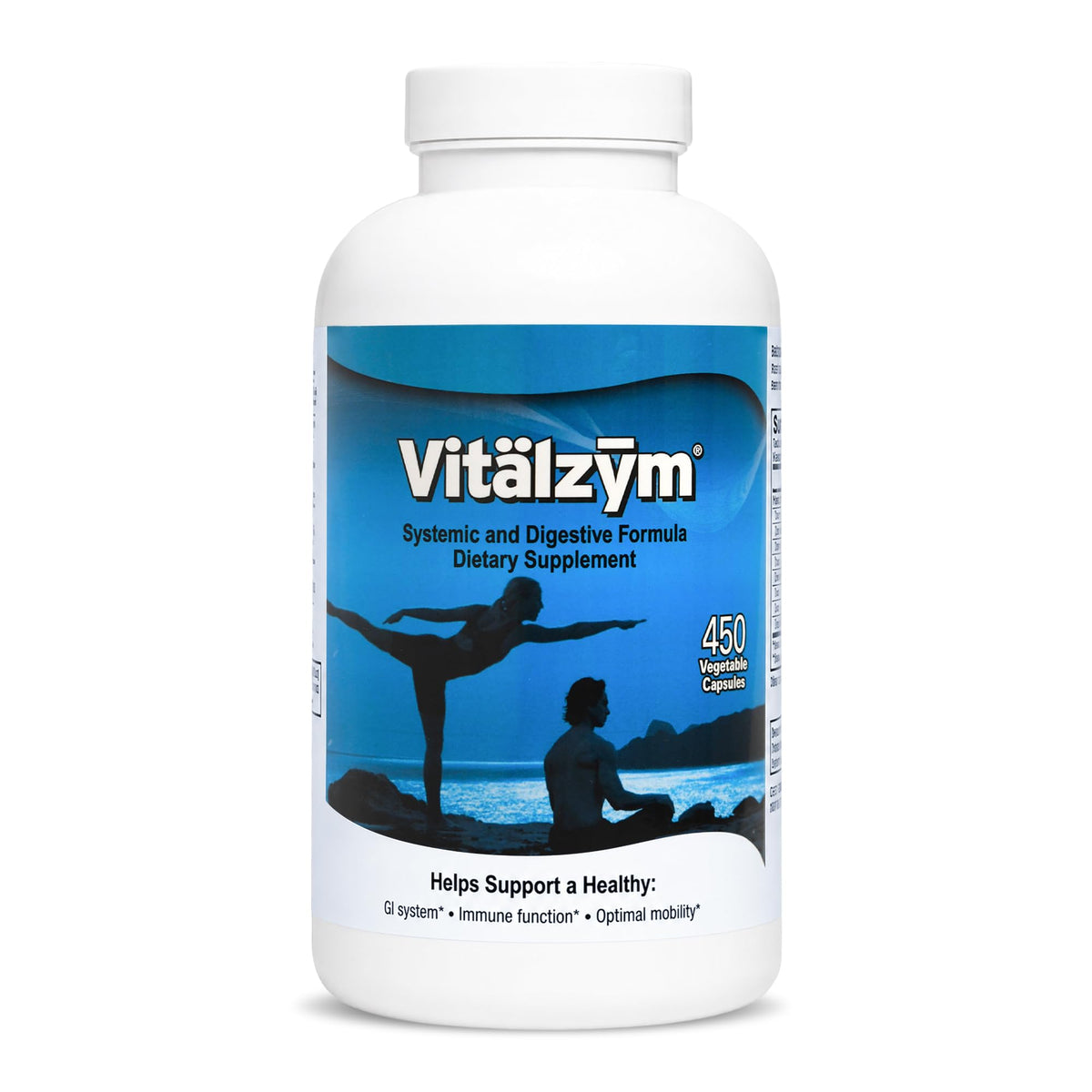 VITÄLZYM envase frontal mostrando 450 cápsulas y apoyo digestivo