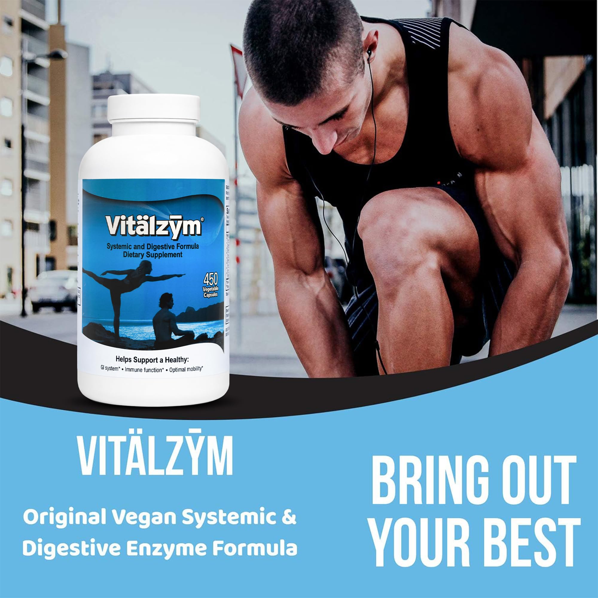 VITÄLZYM ingredientes vegetales expuestos subrayando origen natural