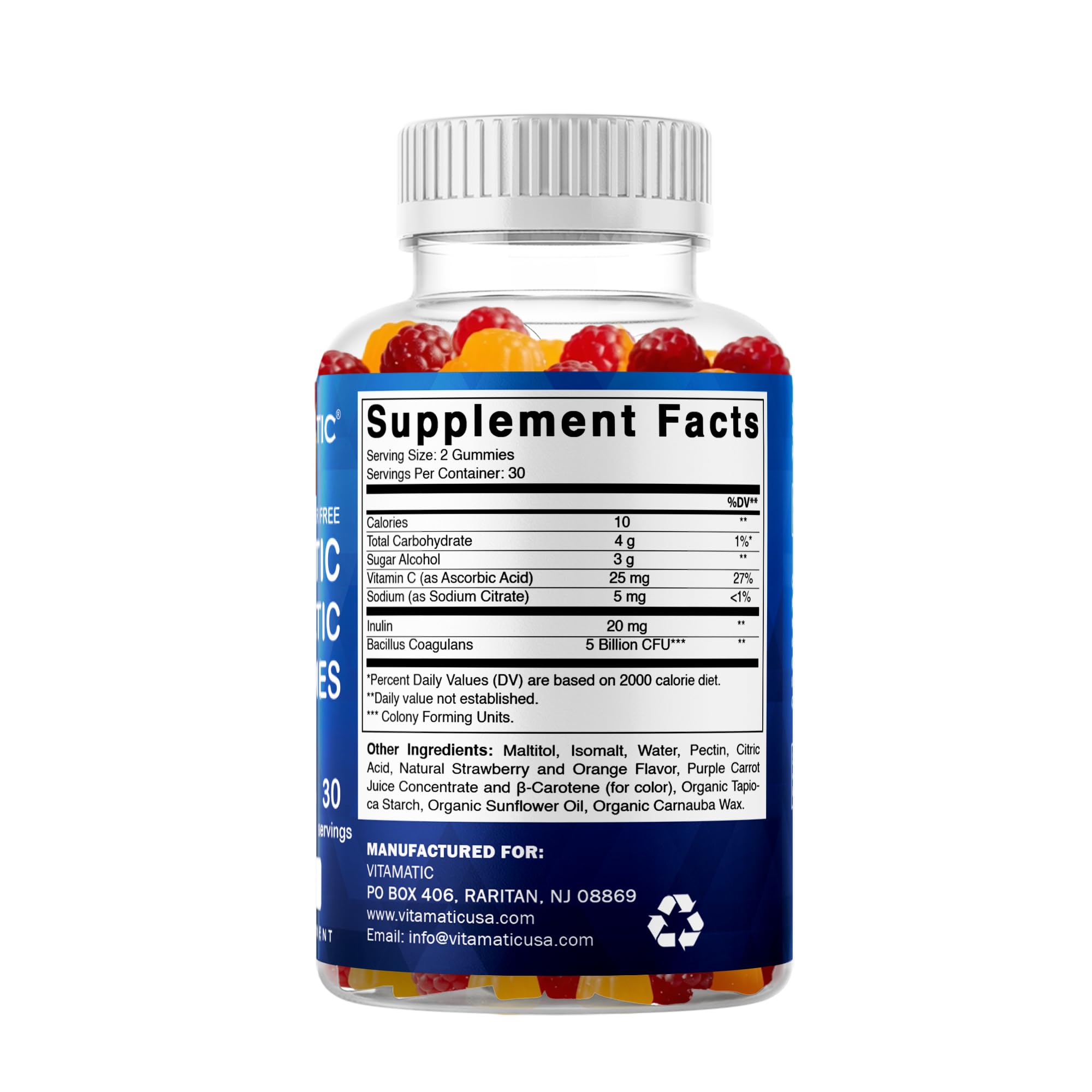 Vitamatic frasco en estantería indicando que no requiere refrigeración