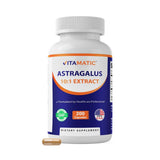 Vitamatic envase frontal del extracto de astrágalo mostrando 200 cápsulas y ventajas limpias