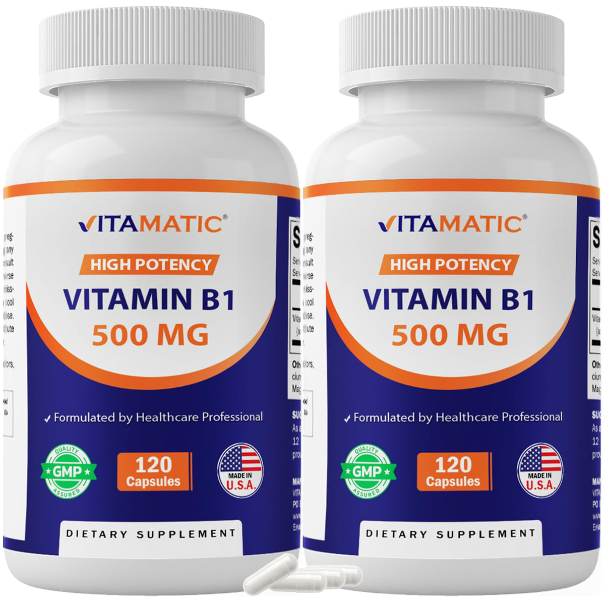 Vitamatic bote frontal mostrando cápsulas y etiqueta clara para elección informada