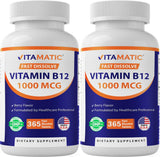 Vitamatic frasco frontal mostrando etiqueta clara y cantidad 365 tabletas