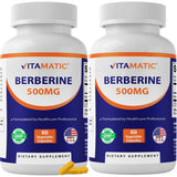Vitamatic frente del empaque mostrando dos frascos y beneficios visibles