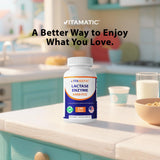 Botella Vitamatic abierta con tabletas listas, conserva actividad en envase