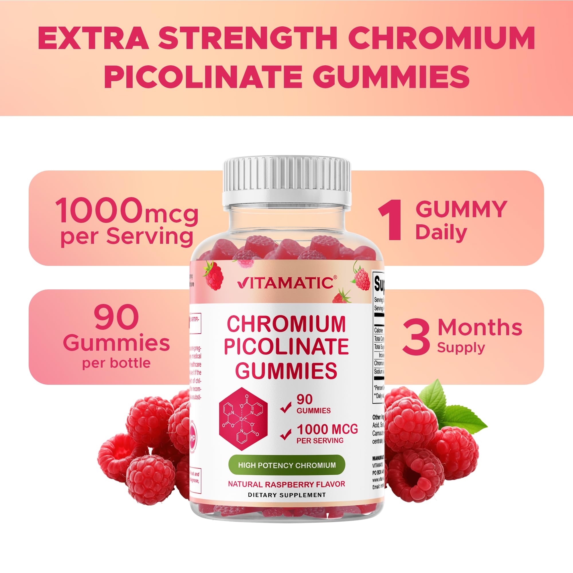 Vitamatic dos frascos mostrando suministro total de 180 gomitas