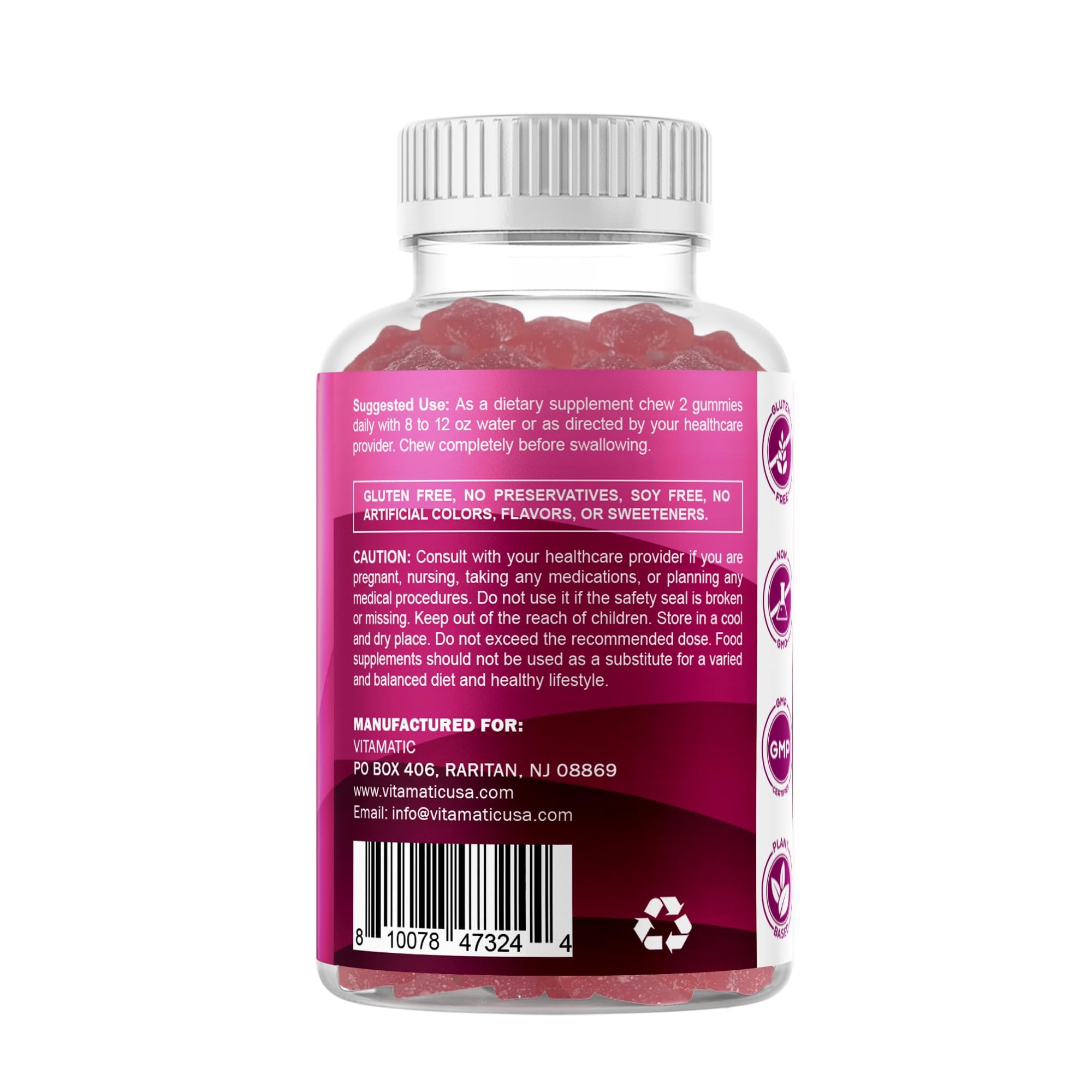 Primer plano del sabor frambuesa en la etiqueta Vitamatic que sugiere sabor natural