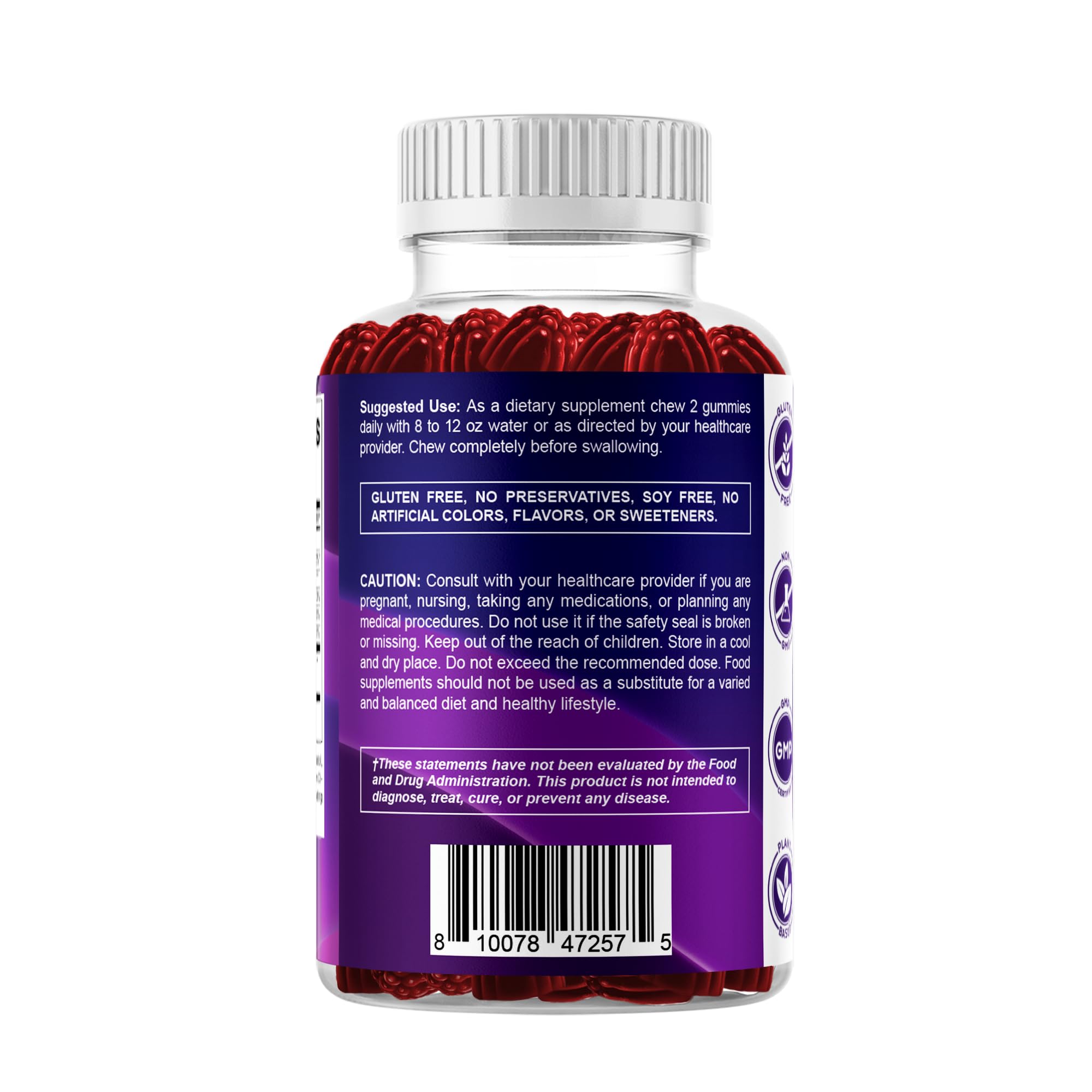 Sello de libre de gluten y no transgénico en envase Vitamatic, certificaciones claras
