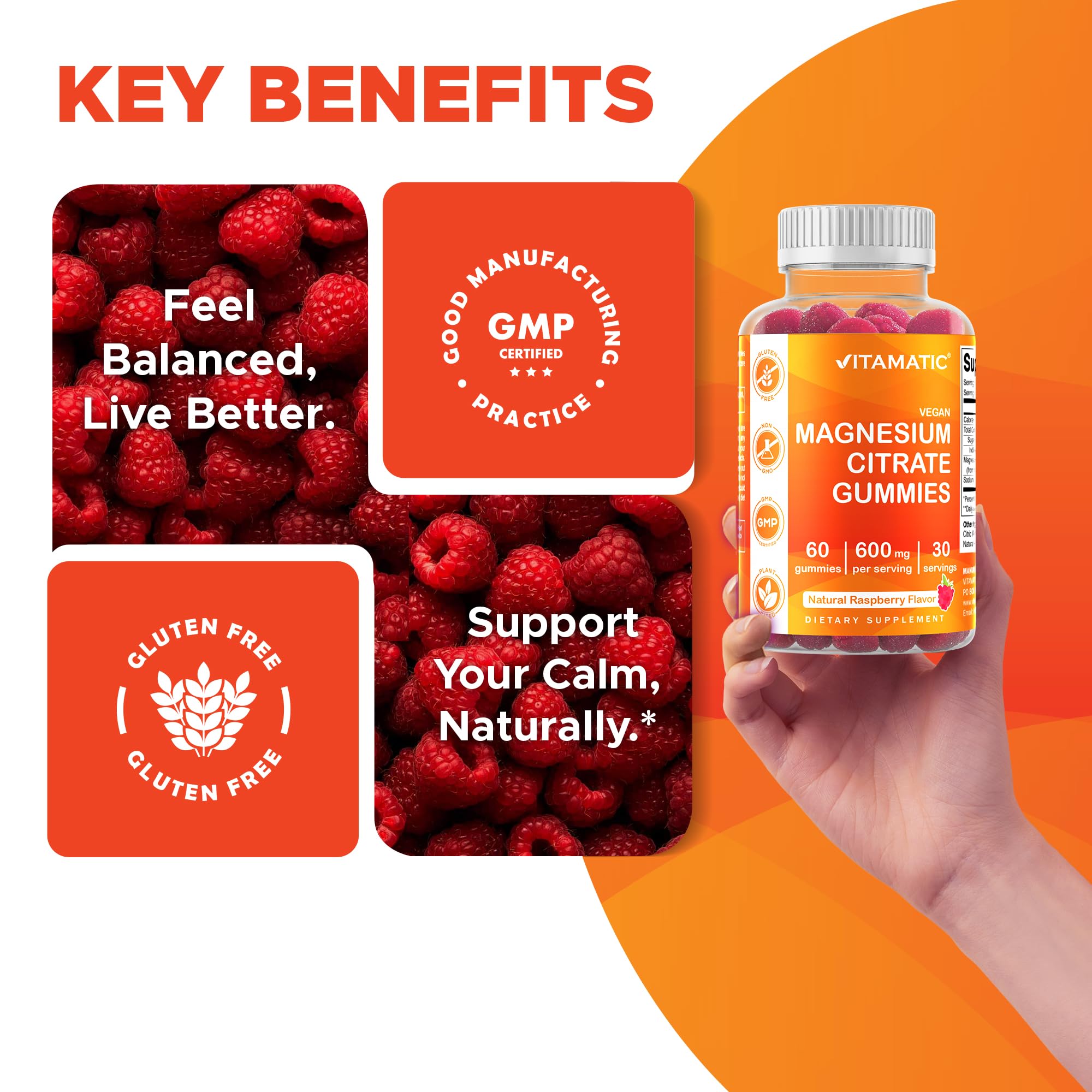 Vitamatic gominola en mano para comparar tamaño y fácil ingestión