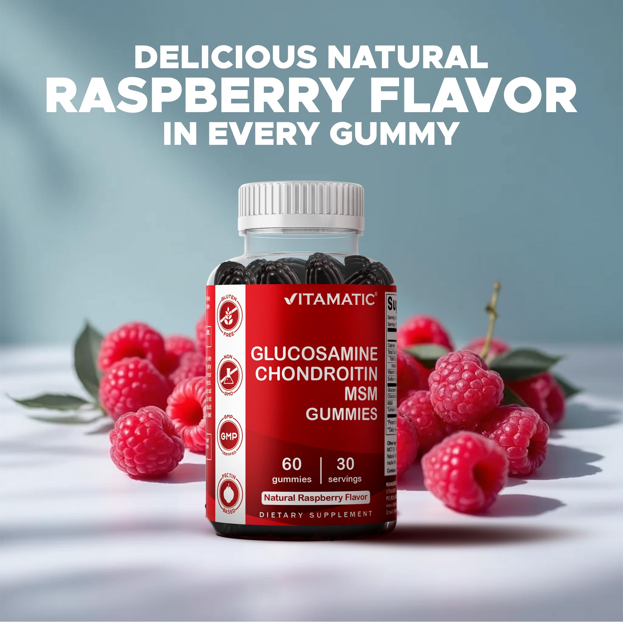 Vitamatic gomita junto a moneda para comparar tamaño y porción