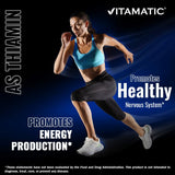 Vitamatic comparación de tamaño junto a objeto cotidiano útil para escala