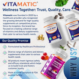 Vitamatic tableta junto a una moneda para comparar tamaño y conveniencia