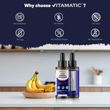 Vitamatic comparación de tamaño de la botella para viajar