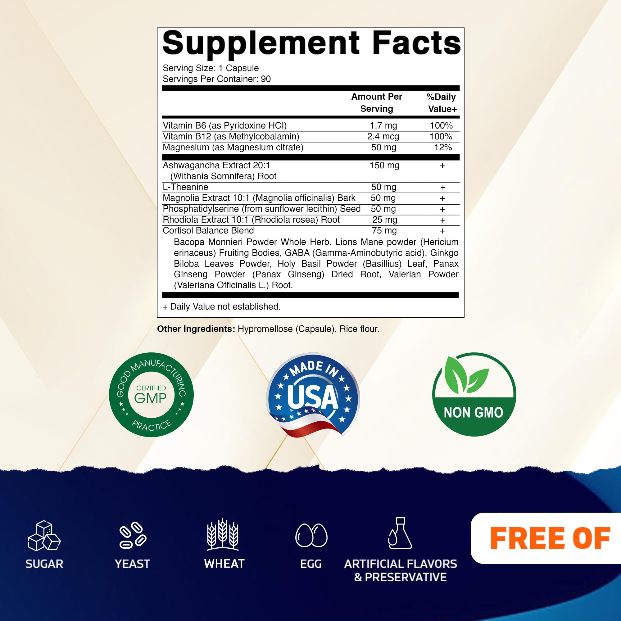 Vitamatic detalle de etiqueta con lista de ingredientes y adaptógenos visibles