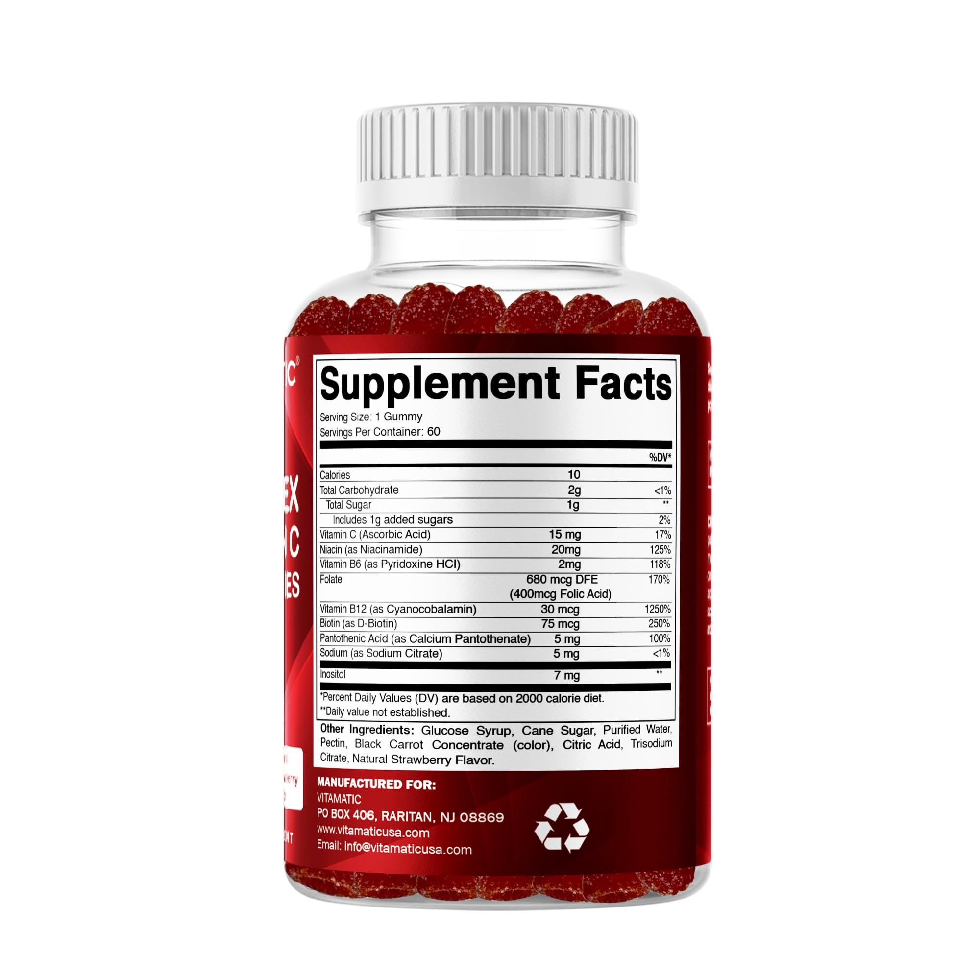 Vitamatic detalle de la información nutricional y las dosis recomendadas