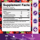 Primer plano textura de una gomita Vitamatic, muestra pectina y aspecto masticable beneficioso