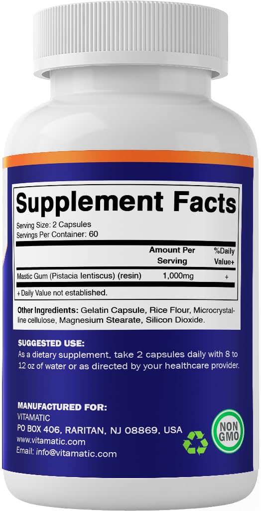 Vitamatic empaque lateral con sellos Non-GMO y sin gluten visibles