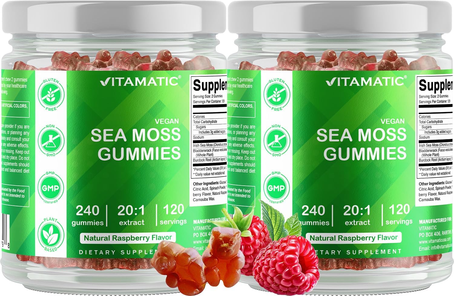 Vitamatic etiqueta y lista de ingredientes destacando vegan y sin gluten