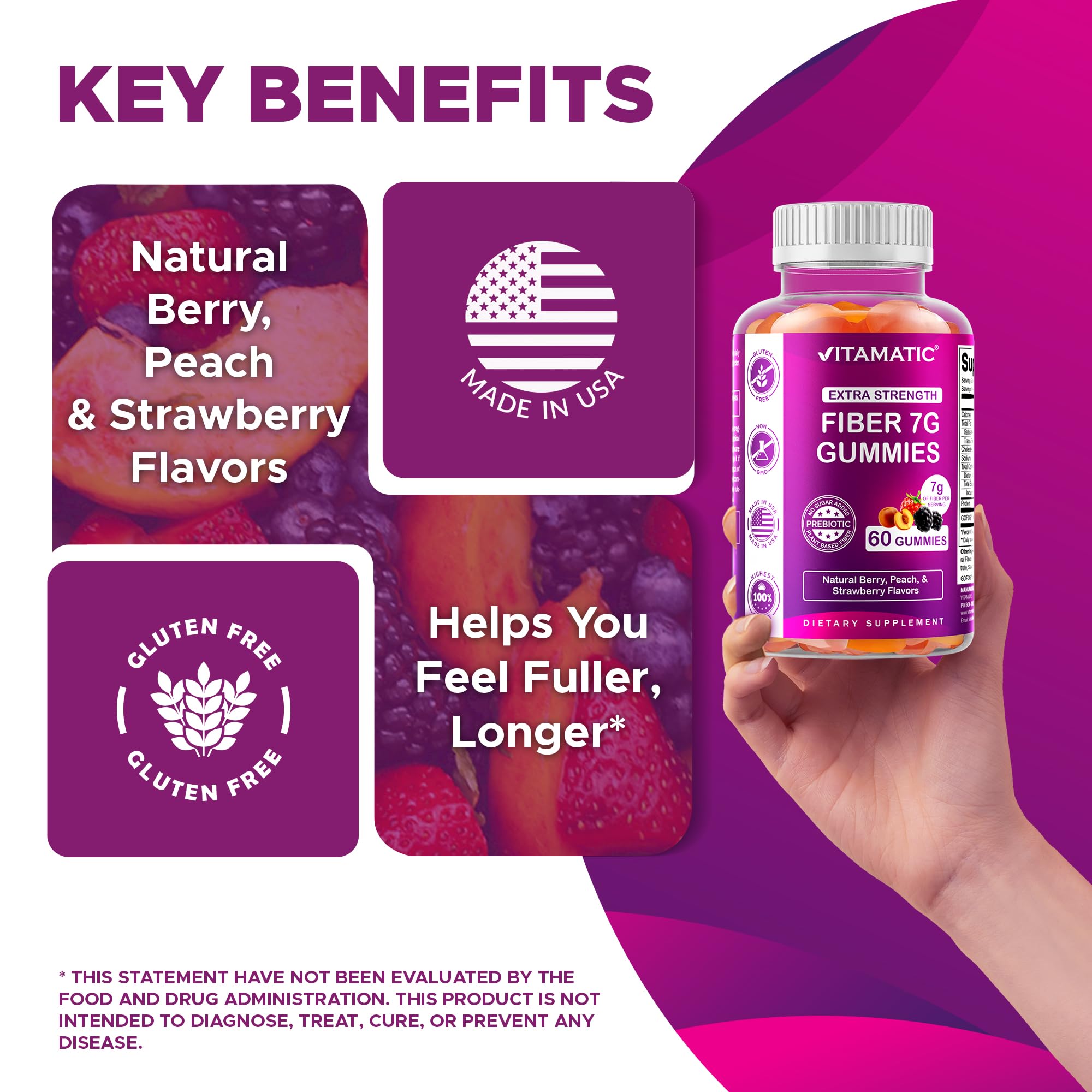 Vitamatic etiqueta nutricional enfocada, muestra 7 g fibra por porción