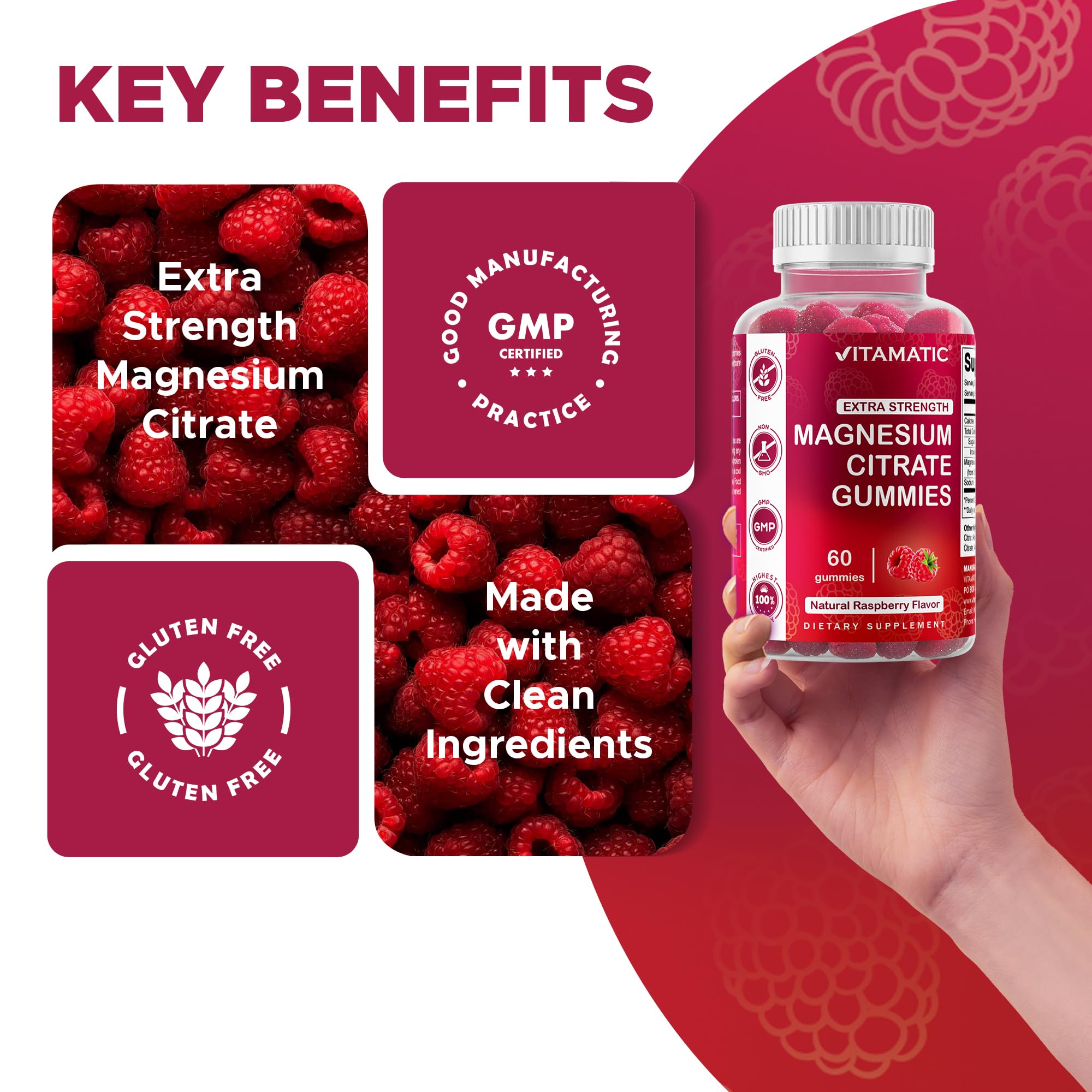 Etiqueta nutricional Vitamatic resaltando 255 mg de magnesio elemental