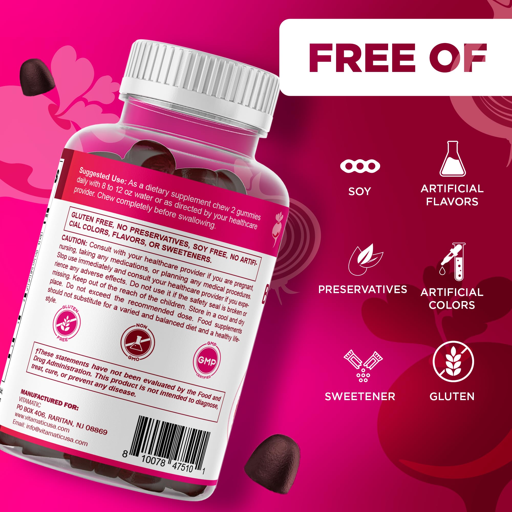 Vitamatic etiqueta nutricional legible con información de vitaminas y extractos