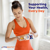 Vitamatic frasco abierto con cápsulas para visualización del contenido