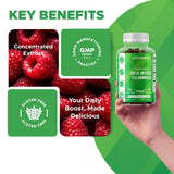 Vitamatic frasco abierto con gominolas listas para tomar fácilmente