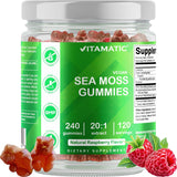 Vitamatic frasco frontal mostrando 240 gomitas y etiquetado claro