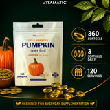 Vitamatic frasco junto a hojas de calabaza evocando origen natural del aceite