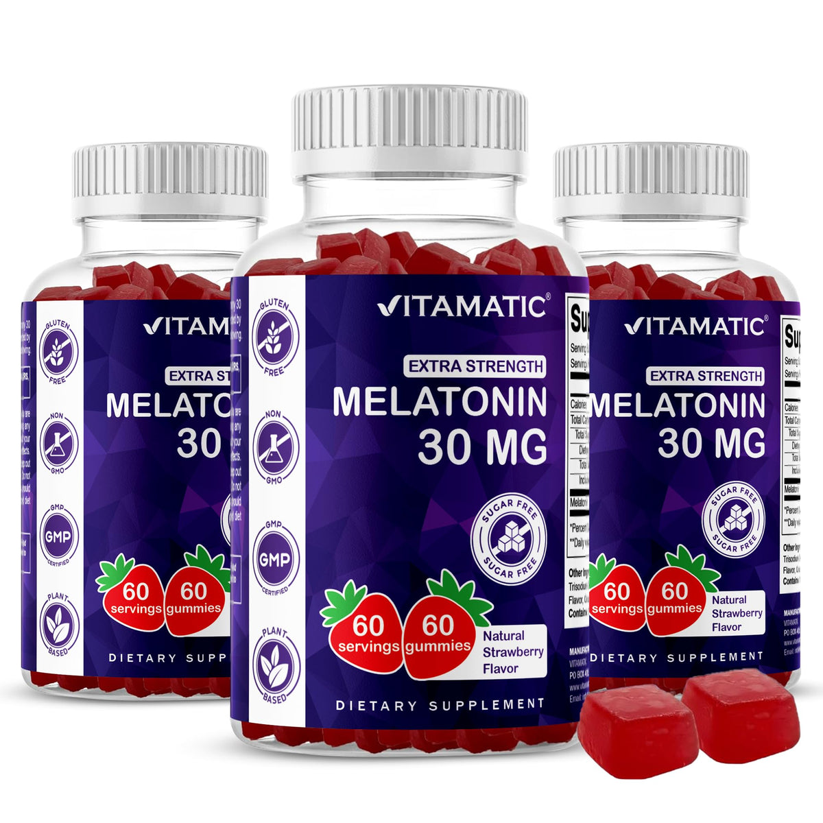 Vitamatic envase frontal mostrando 60 gominolas y etiqueta clara