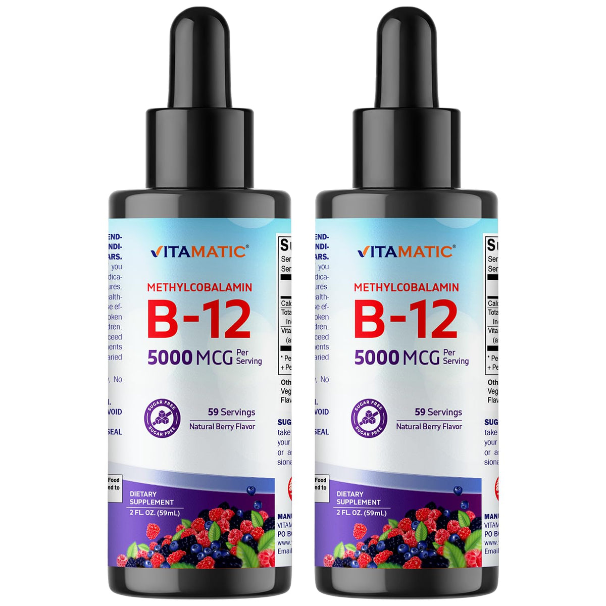 Vitamatic frasco frontal mostrando la marca y concentración para identificación rápida