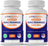 Vitamatic empaque frontal mostrando 240 tabletas, conveniencia de suministro