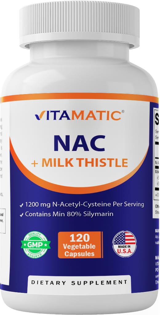 Vitamatic envase frontal del suplemento NAC mostrando etiqueta y beneficios