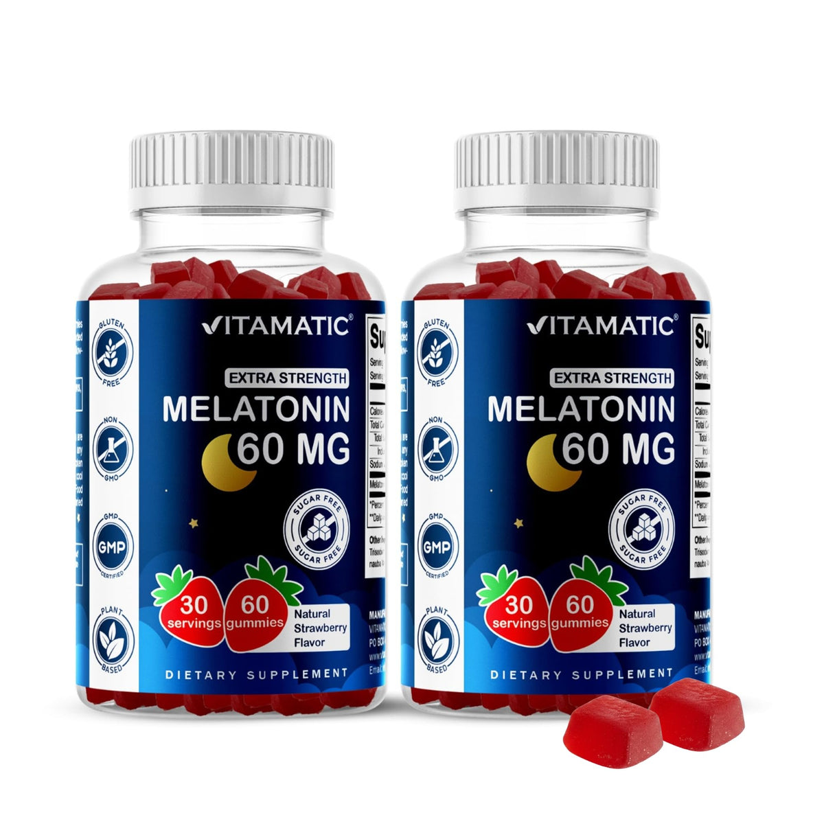 Vitamatic vista frontal del pack con dos frascos y diseño atractivo