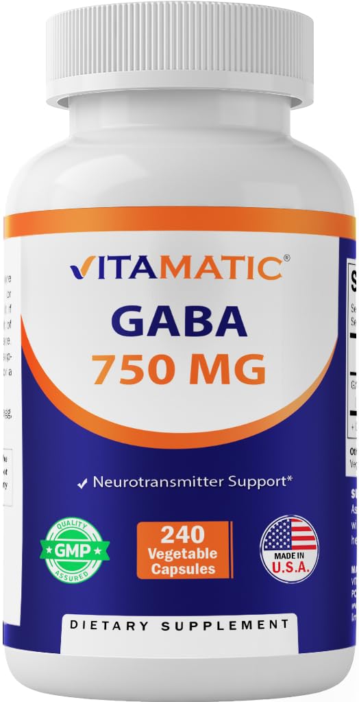 Vitamatic GABA vista frontal del frasco mostrando presentación y cantidad