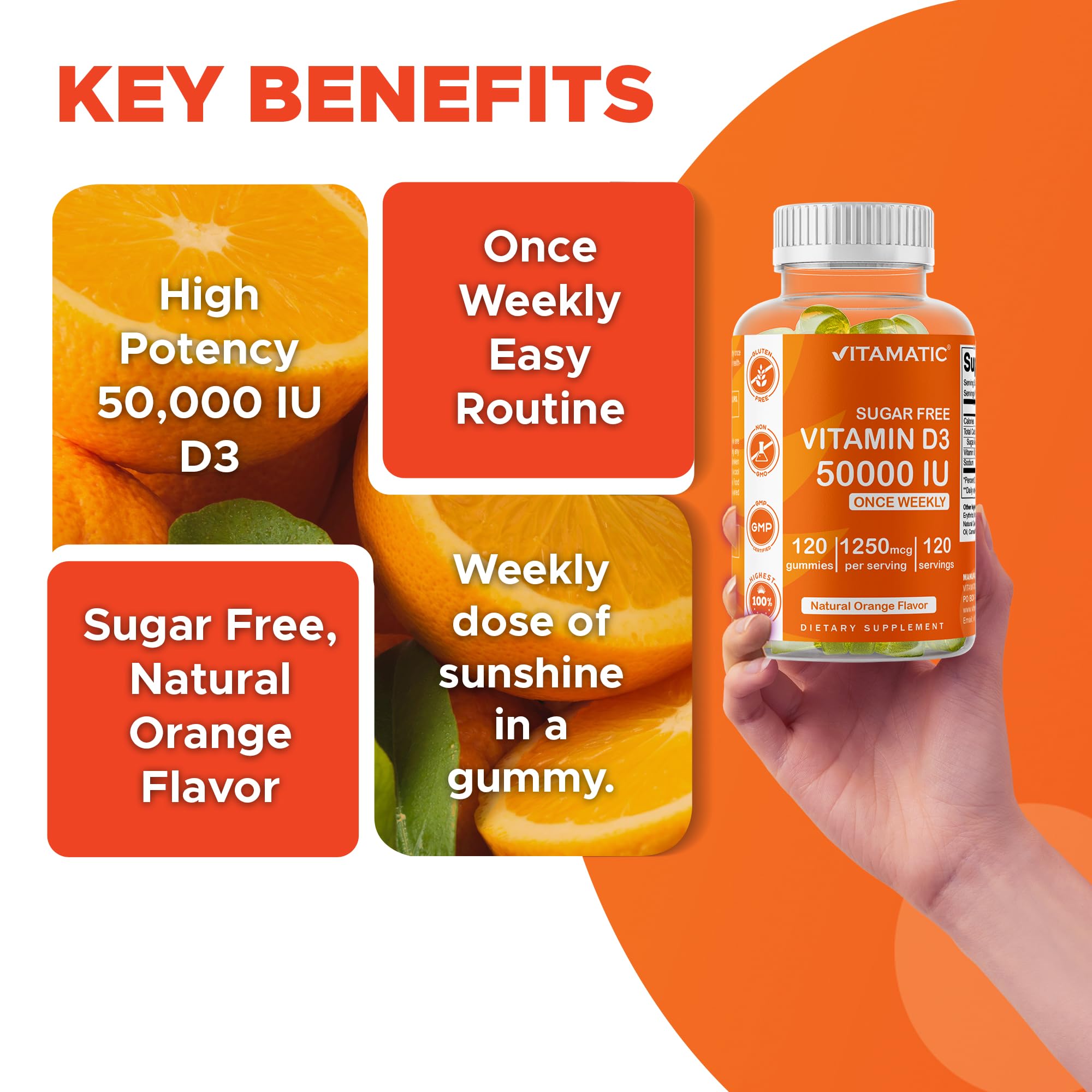 Vitamatic gominolas en mano mostrando tamaño y facilidad de uso