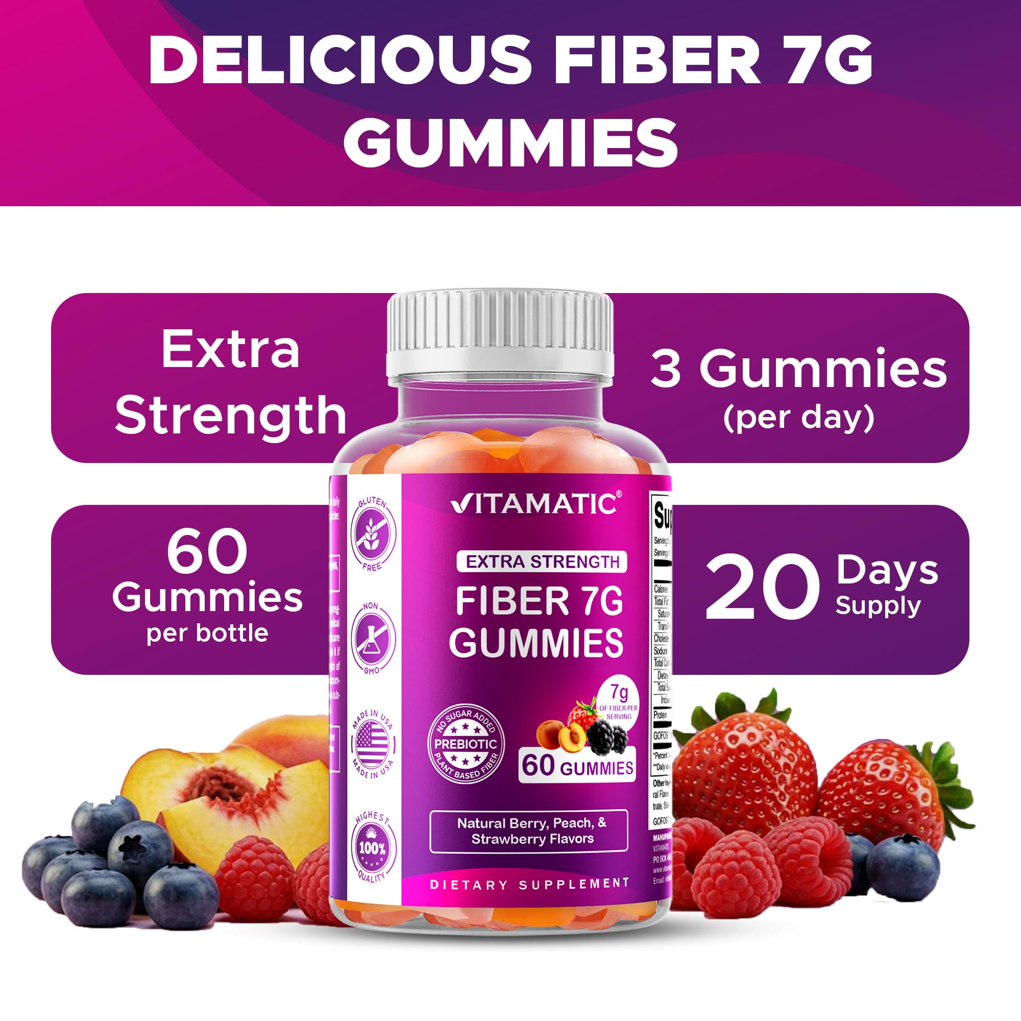 Vitamatic gominolas dispersas con frutas naturales que indican sabor